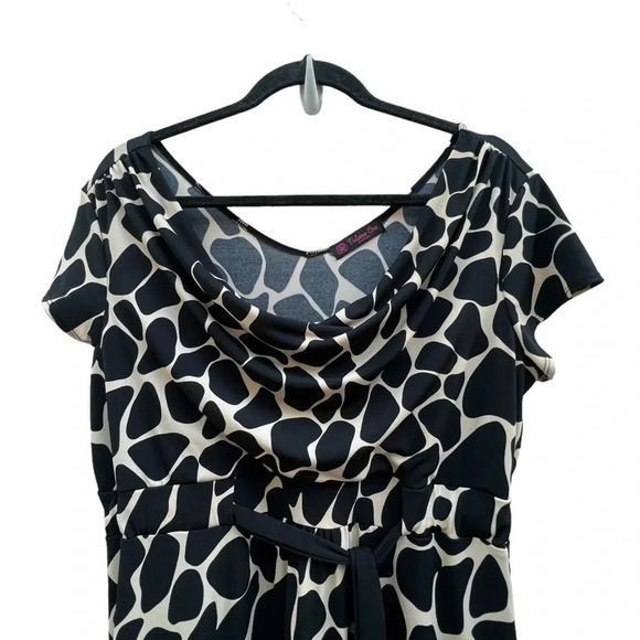 Volume One Animal Print Size Large Dress Tie at Waist Black Tan - Picture 3 of 5